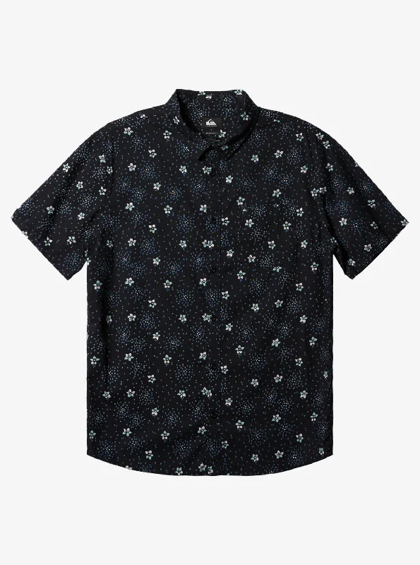 Summer Petals Short Sleeve Shirt - Black Luxurious Men's High