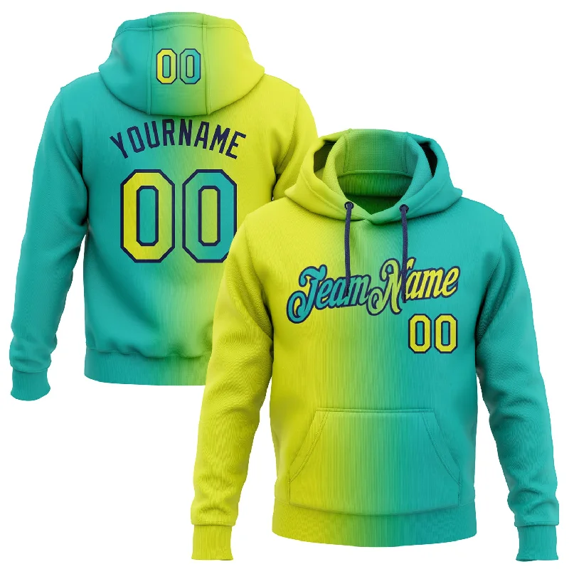 Custom Stitched Aqua Neon Yellow-Navy Gradient Fashion Sports Pullover Sweatshirt Hoodie Traditional Men's Country