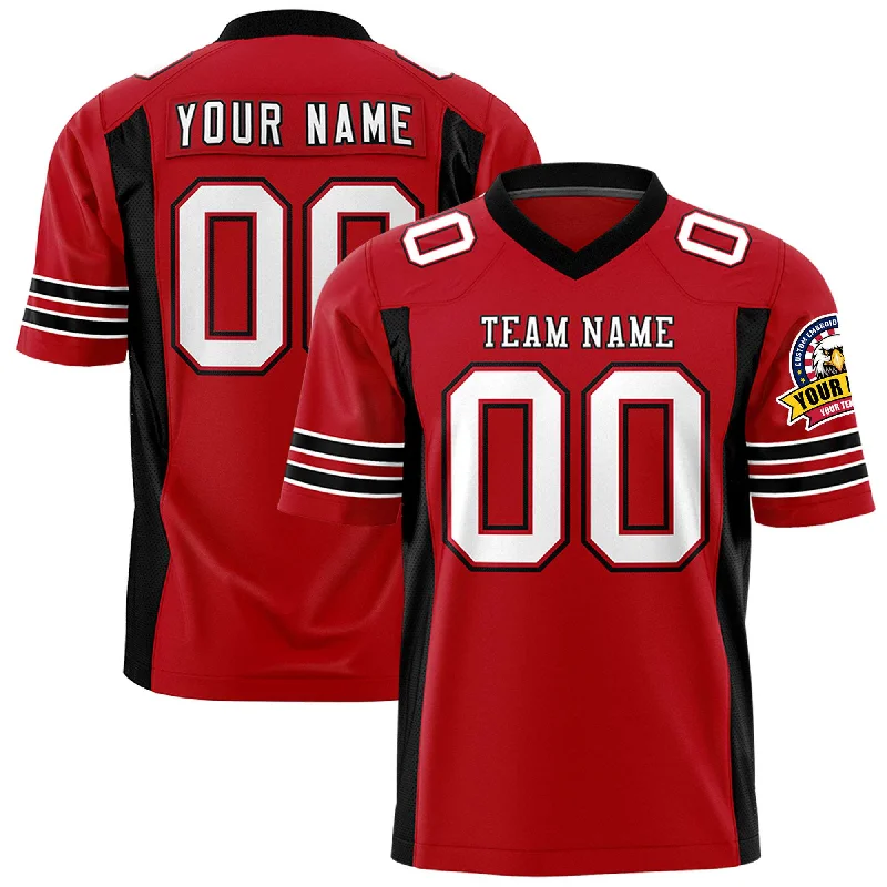 Custom Red Black Personalized Insert Color Design Authentic Football Jersey Stylish Men's Neon