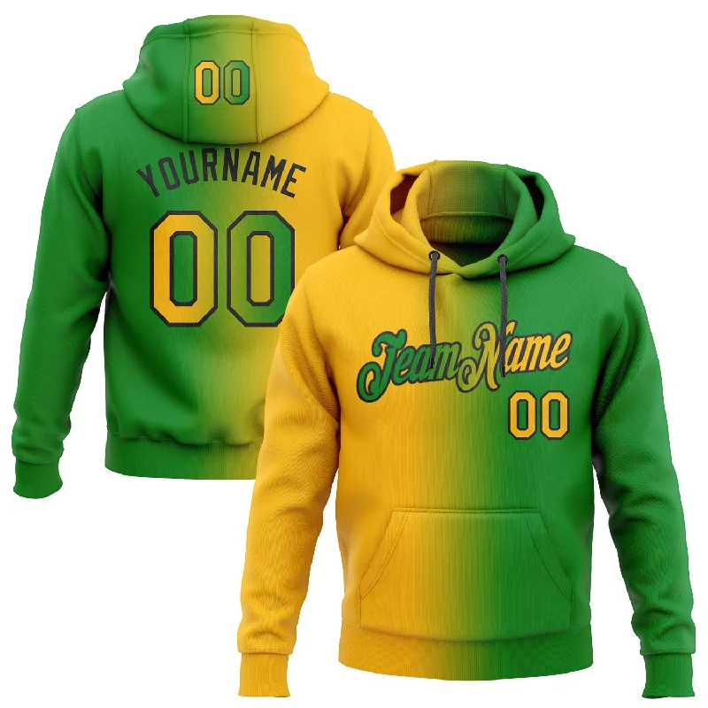 Custom Stitched Grass Green Gold-Black Gradient Fashion Sports Pullover Sweatshirt Hoodie Laid