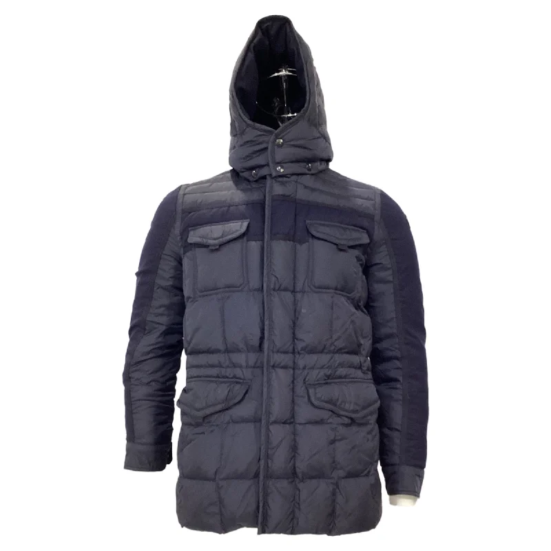 Moncler Jacob Hooded Down Jacket in Navy Blue Polyamide Beach