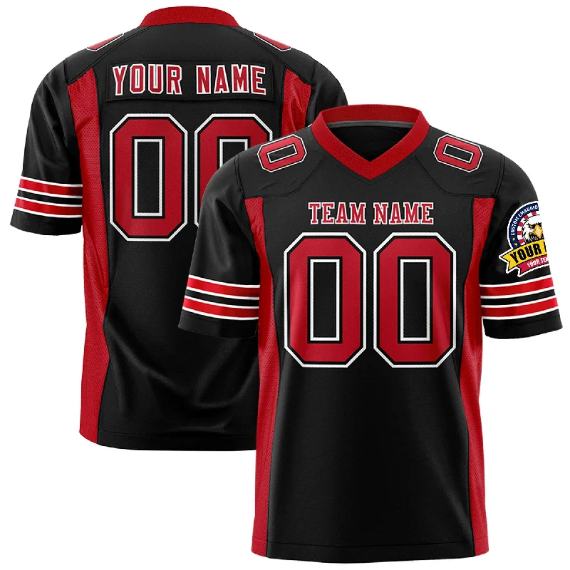 Custom Black Red Personalized Insert Color Design Authentic Football Jersey Sophisticated Men's 