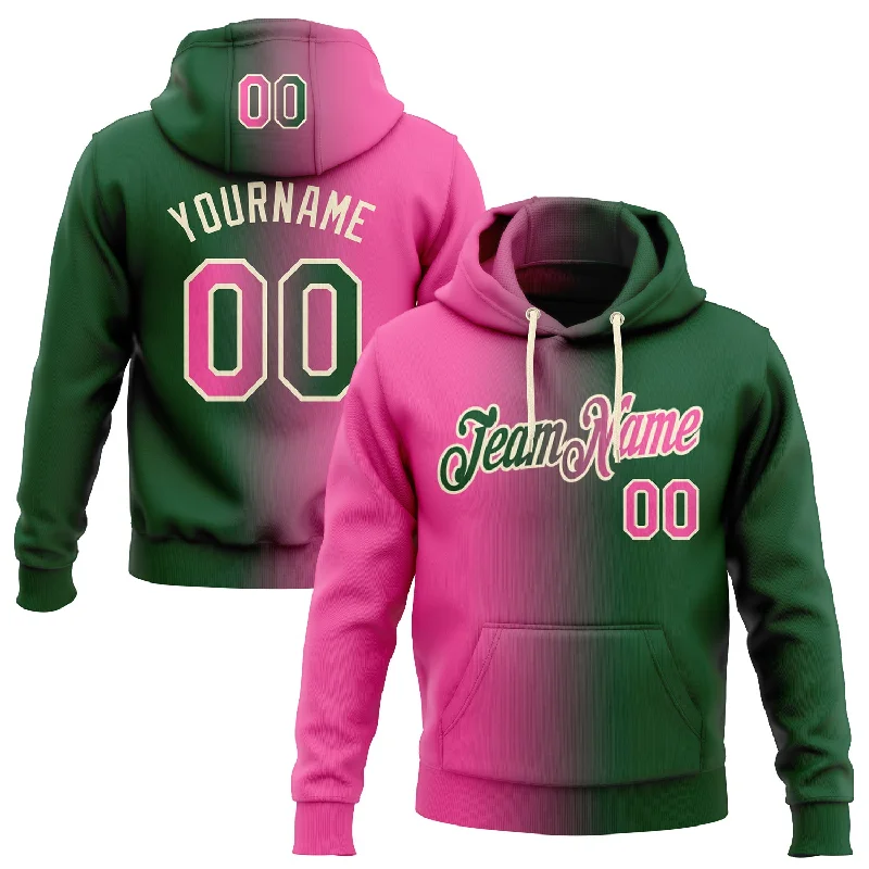 Custom Stitched Green Pink-Cream Gradient Fashion Sports Pullover Sweatshirt Hoodie Bold Men's Statement