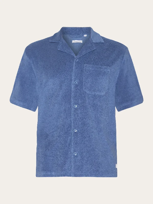 Terry loose short sleeve shirt - Moonlight Blue Traditional Men's Wool