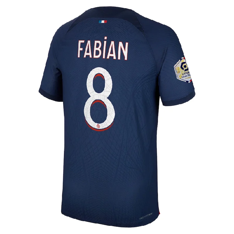 Nike Paris Saint-Germain Authentic Match Fabian Home Jersey w/ Ligue 1 Champion Patch 23/24 (Midnight Navy) Unique Men's Upcycled