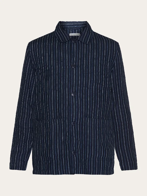 Striped linen overshirt - Blue stripe Sharp Men's Italian