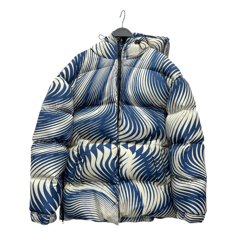 DRIES VAN NOTEN/Coat/XL/Nylon/BLU/All Over Print/Vorley Coat w side zip detail Polished Men's Satin