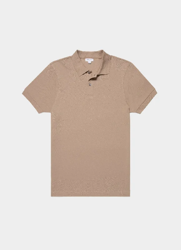 Men's Piqué Polo Shirt in Sandstone Sleek Men's Contemporary 