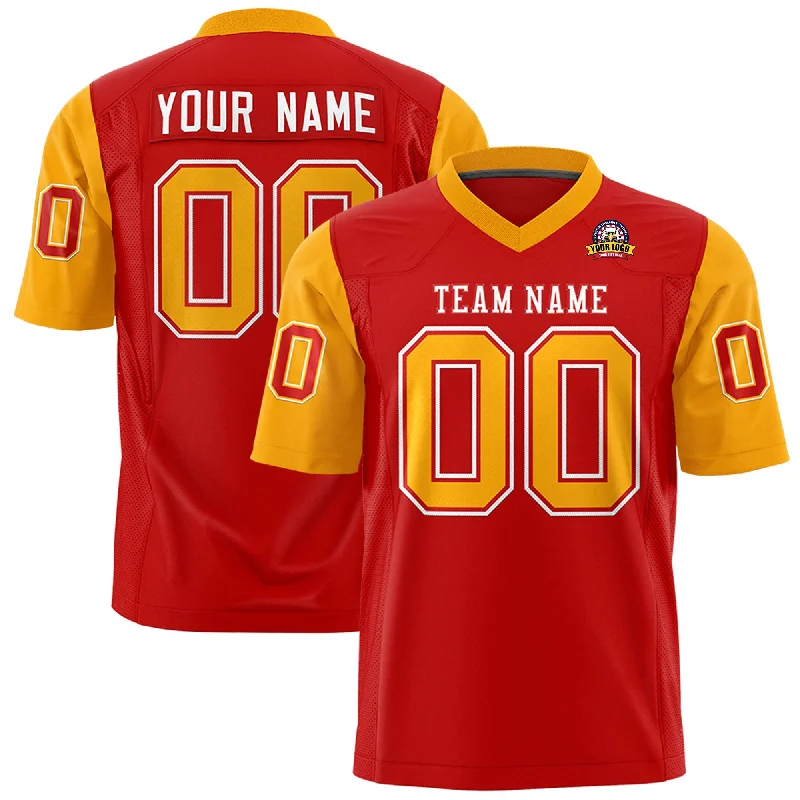 Custom Red Yellow Personalized Raglan Sleeves Design Authentic Football Jersey Tough Men's Military