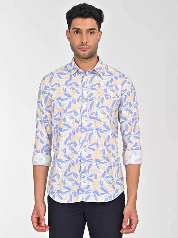 Men Printed Full Sleeve Cotton Shirt Casual Men's Japanese 