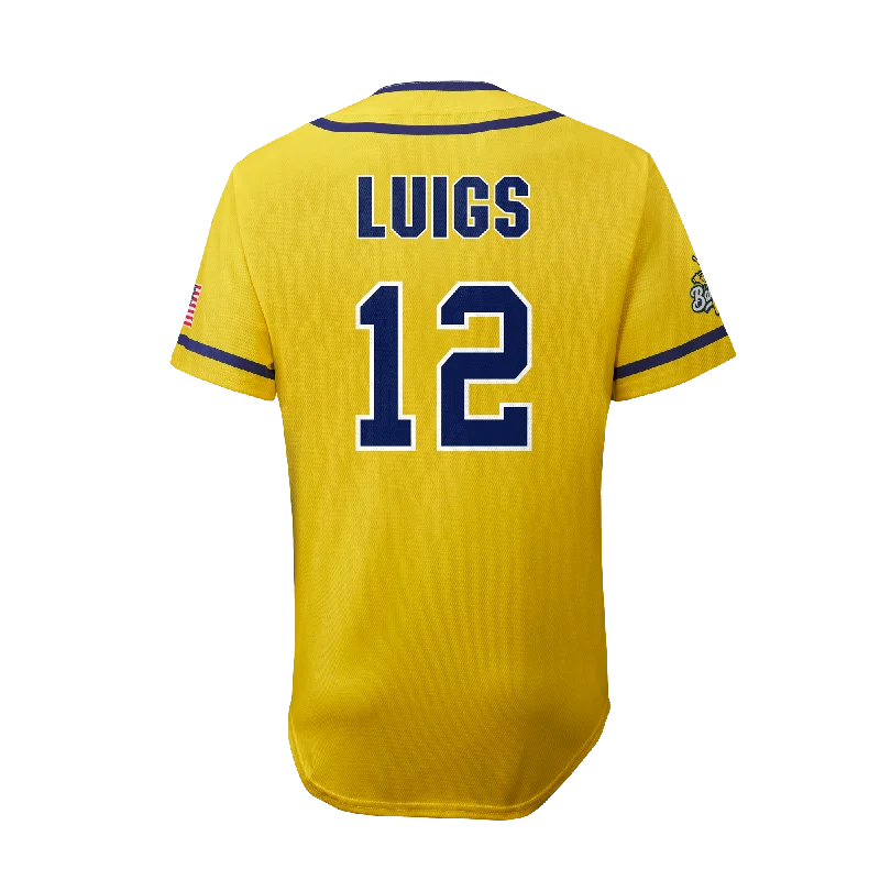 YOUTH Bananas Kyle Luigs #12 EvoShield Jersey - Yellow Unique Men's Patch