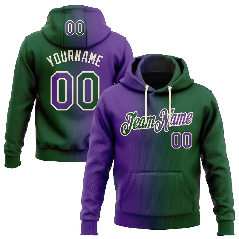 Custom Stitched Green Purple-Cream Gradient Fashion Sports Pullover Sweatshirt Hoodie Refined Men's European