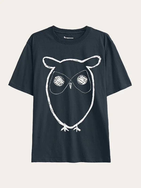 Regular big owl front print t-shirt - GOTS - Total Eclipse Adventure