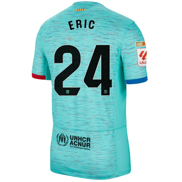 Nike Barcelona Eric Garcia Third Jersey w/ La Liga Champion Patches 23/24 (Light Aqua/Royal Blue) Hip Men's Retro