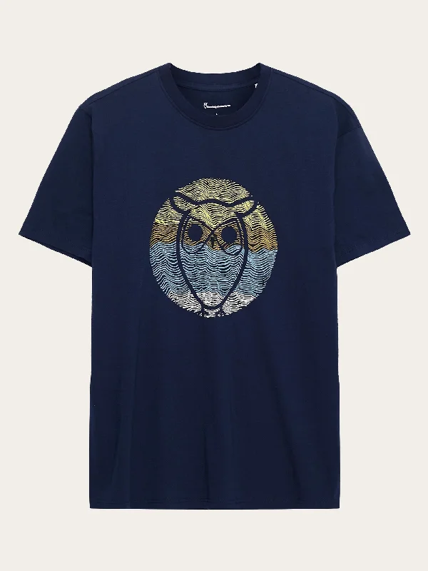 Regular circled owl printed t-shirt - GOTS/Vegan - Night Sky Edgy Men's Punk