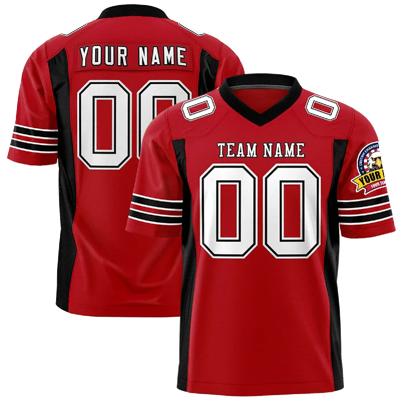 Custom Red Black Personalized Insert Color Design Authentic Football Jersey Refined Men's Hand