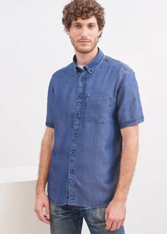 Frederic short sleeve shirt - regular fit, in chambray (CHAMBRAY) Monochromatic Office Style