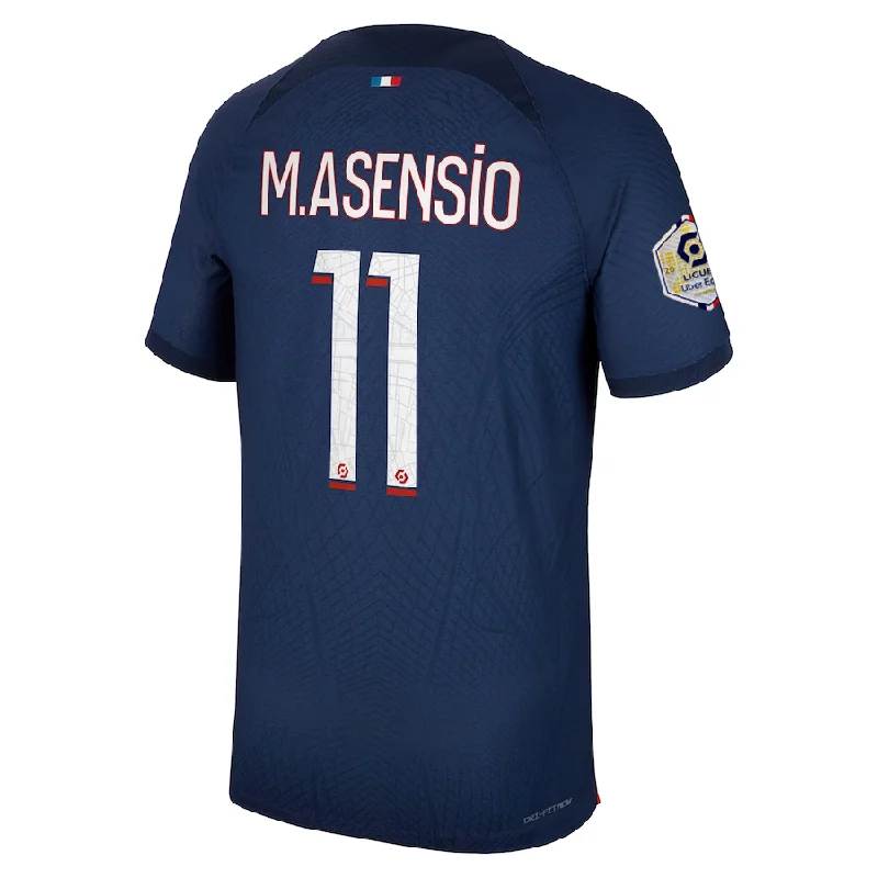 Nike Paris Saint-Germain Authentic Match Marco Asensio Home Jersey w/ Ligue 1 Champion Patch 23/24 (Midnight Navy) Athletic Men's High