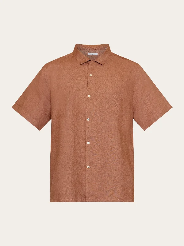 Box fit short sleeved linen shirt - Chocolate Malt Dynamic Men's Glow