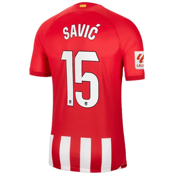 Nike Atletico Madrid Stefan Savić Home Jersey w/ La Liga Patch 23/24 (Sport Red/Global Red) Cozy Men's Winter