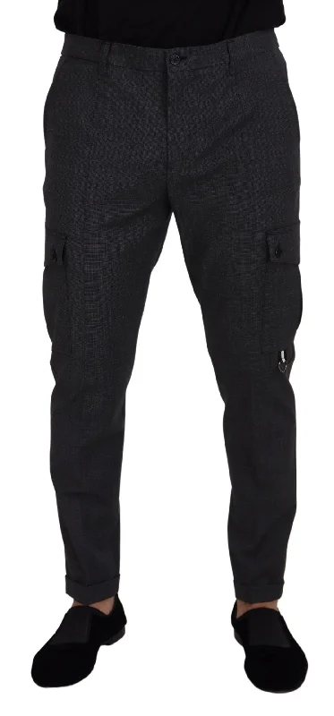 Dolce & Gabbana Elegant Checke Slim Fit Cargo Men's Pants Elegant Men's Formal 