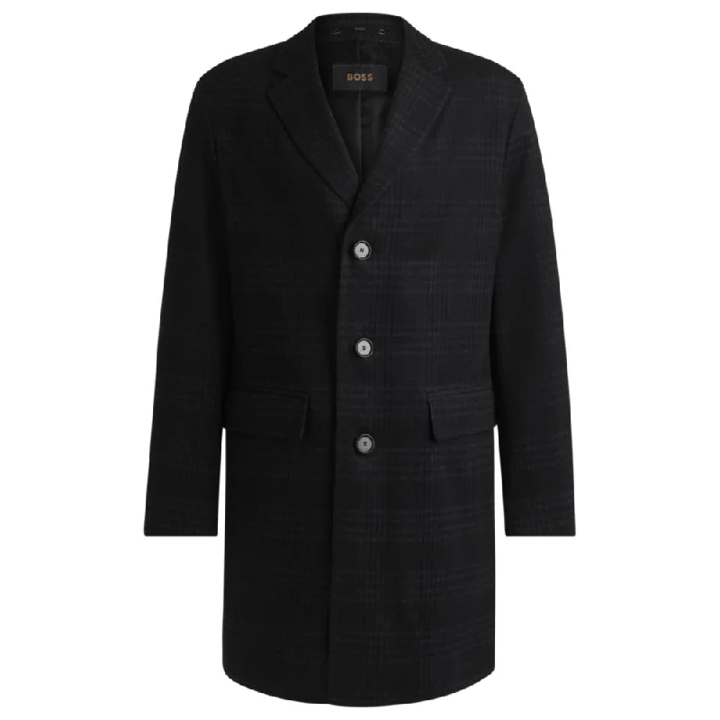 Slim-fit coat in checked wool and cashmere Earthy Men's Sustainable 