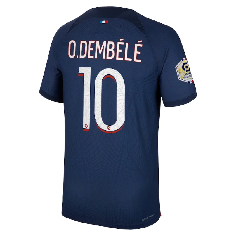 Nike Paris Saint-Germain Authentic Match Ousmane Dembele Home Jersey w/ Ligue 1 Champion Patch 23/24 (Midnight Navy) Dapper Men's 1920S