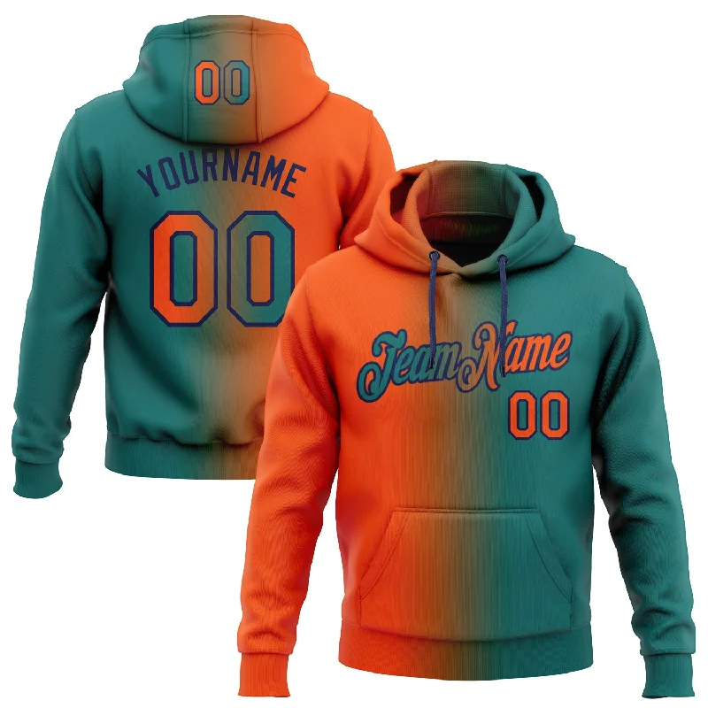 Custom Stitched Teal Orange-Navy Gradient Fashion Sports Pullover Sweatshirt Hoodie Monochromatic Office Style