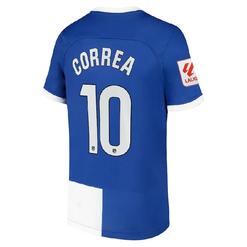 Nike Atletico Madrid Angel Correa Away Jersey w/ La Liga Patch 23/24 (Old Royal/White) Youthful Men's Anime