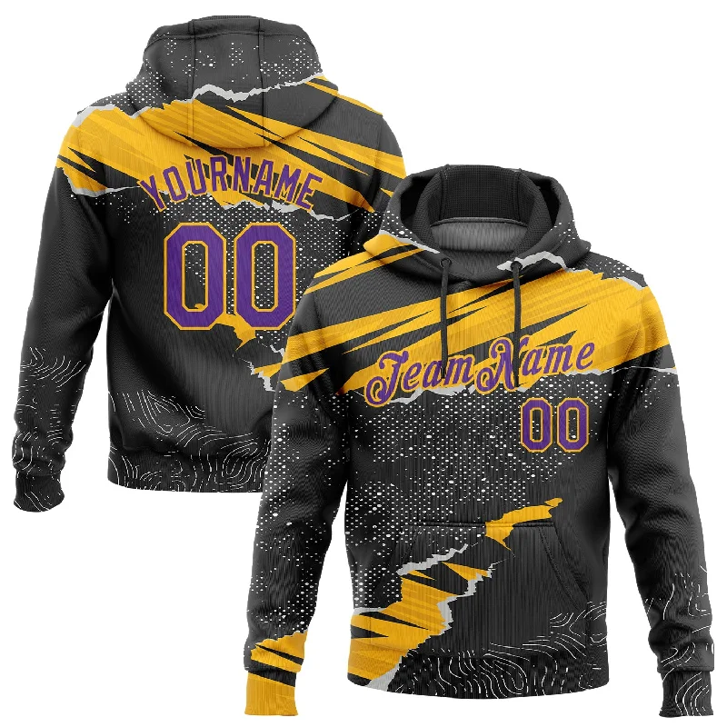 Custom Stitched Black Purple-Gold 3D Pattern Design Torn Paper Style Sports Pullover Sweatshirt Hoodie Laid Custom Stitched Black Purple-Gold 3D Pattern Design Torn Paper Style Sports Pullover Sweatshirt Hoodie Laid