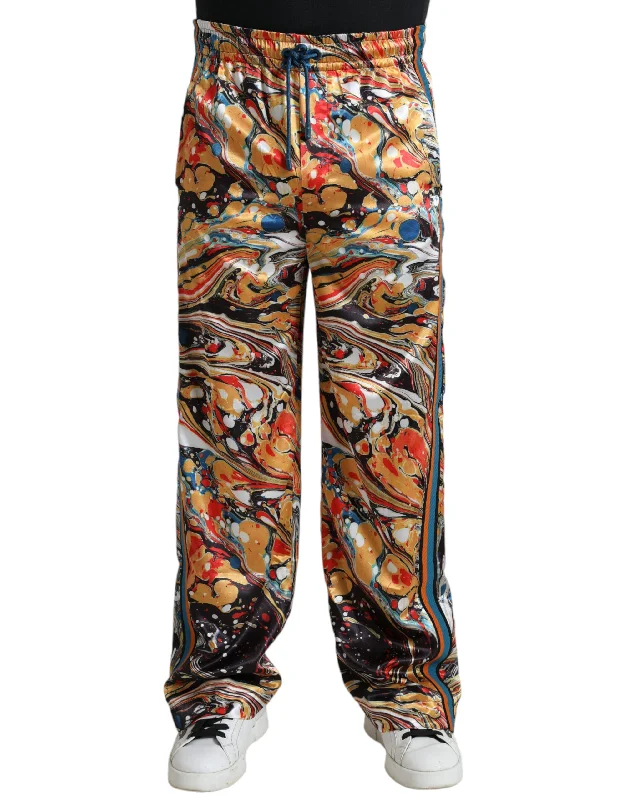 Dolce & Gabbana Elegant Satin Track Pants in  Men's Marble Sharp Men's Italian