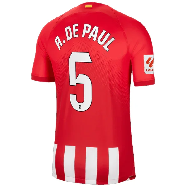 Nike Atletico Madrid Rodrigo De Paul Home Jersey w/ La Liga Patch 23/24 (Sport Red/Global Red) Modern Men's Geometric