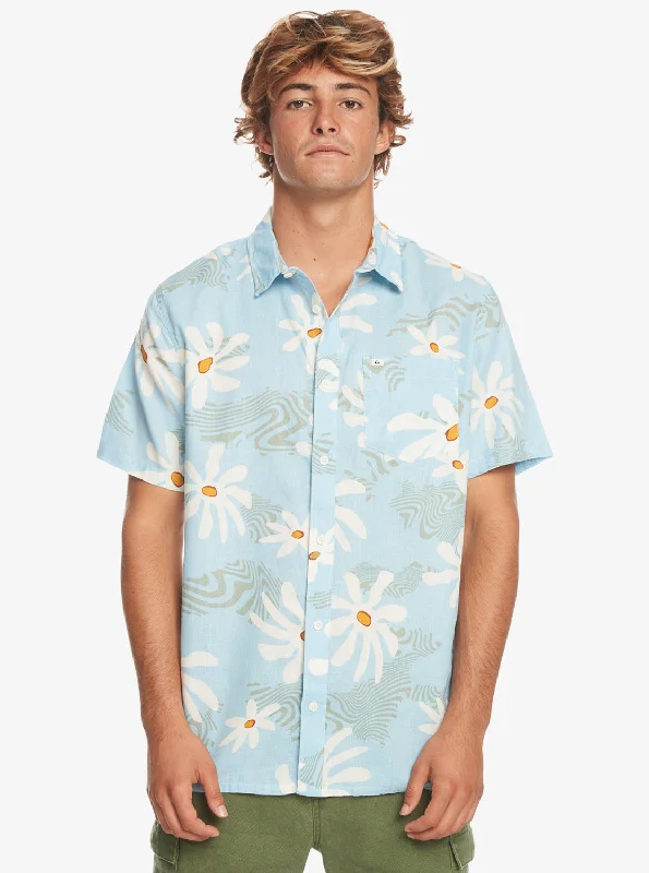 Trippy Floral Short Sleeve Shirt - Clear Sky Trippy Floral Casual Men's Short