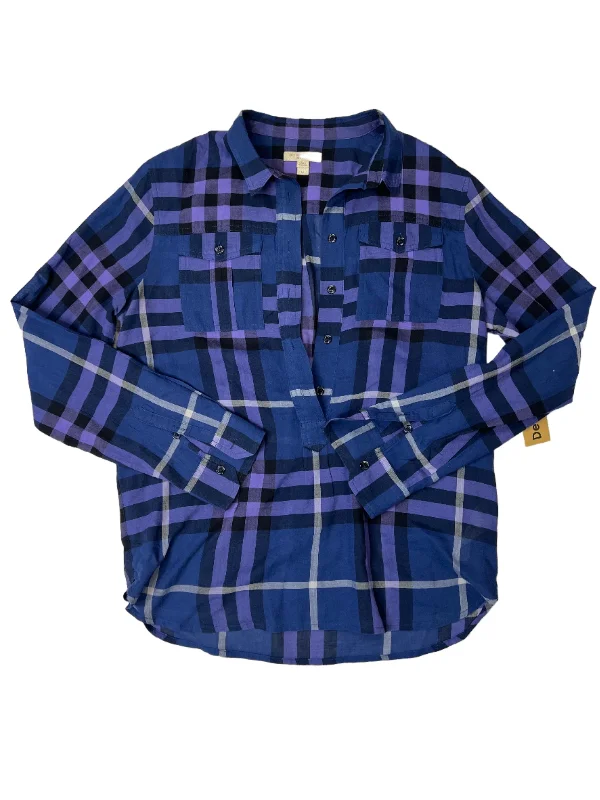 Burberry Blue Popover Long Sleeve  Size M Minimalist Men's Casual 