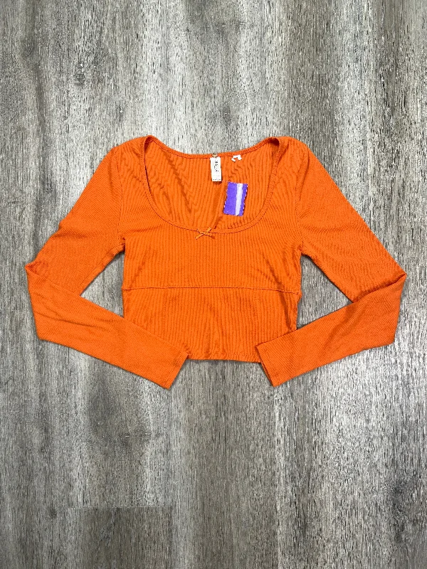 Orange Top Long Sleeve La Hearts, Size S Monochromatic All