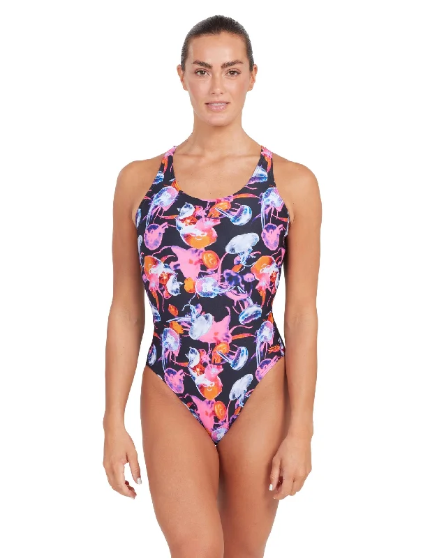 Sea Flowers Actionback Swimsuit - Black/Multi Laid