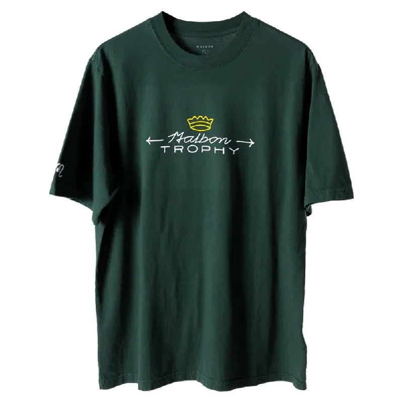 Malbon Trophy Golf T-Shirt Green - FW24 Polished Men's Satin