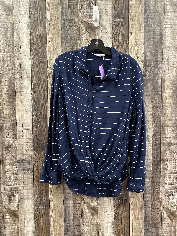 Blue Top Long Sleeve Cme, Size L Modern Men's Geometric