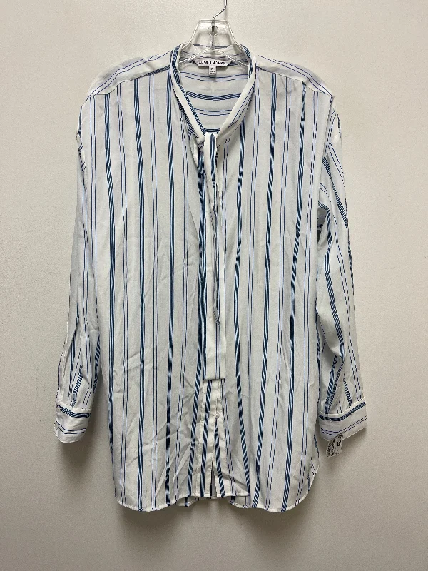 Blue & White Tunic Long Sleeve Elizabeth And James, Size Xl Laid