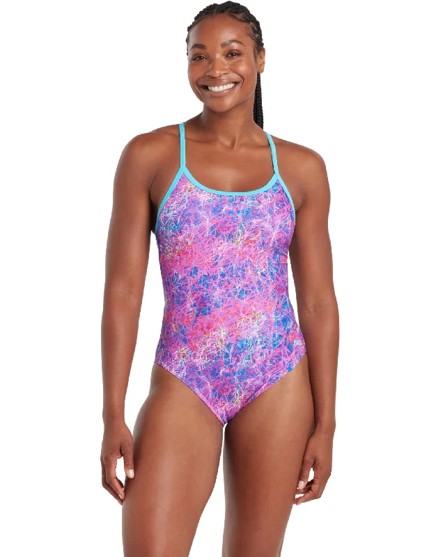 Random Sprintback Swimsuit - Pink/Aqua Lumberjack