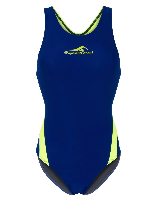 Sporty Racerback Swimsuit - Navy/Neon Green Vintage Men's 1970S Disco