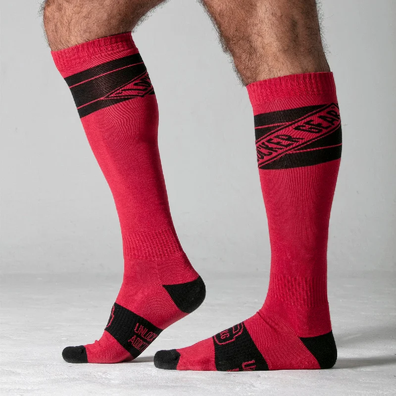 Locker Gear LK1101 knee-high socks red Traditional Men's Wool