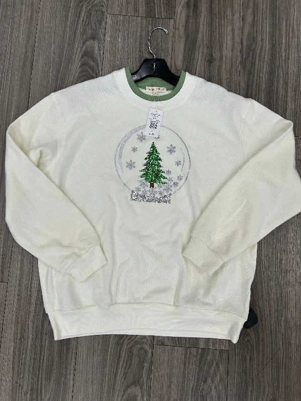 Sweatshirt Crewneck By Clothes Mentor In Green & White, Size: M Casual Men's Japanese 