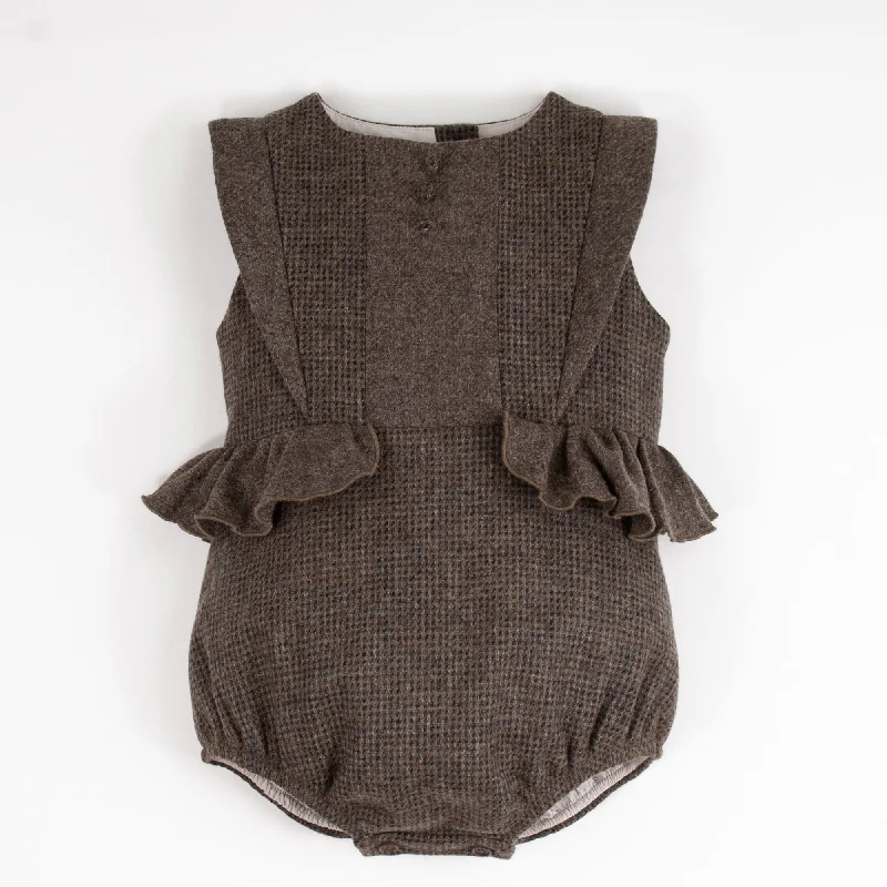 Popelin Multi-Coloured Woollen Romper Suit With Frill Organic