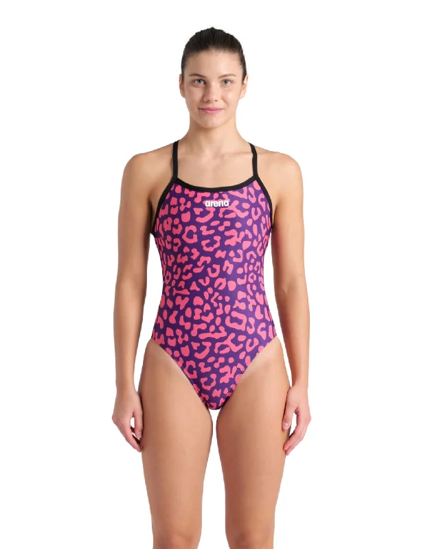 Leopard Printed Challenge Back Swimsuit - Fuchsia Multi/Black Refined Men's Velvet