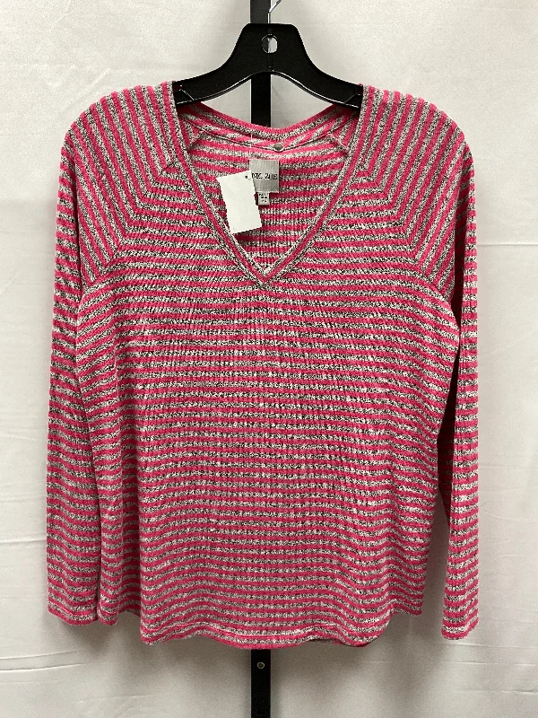 Grey & Pink Top Long Sleeve Nic + Zoe, Size Petite   S Cool Men's Distressed