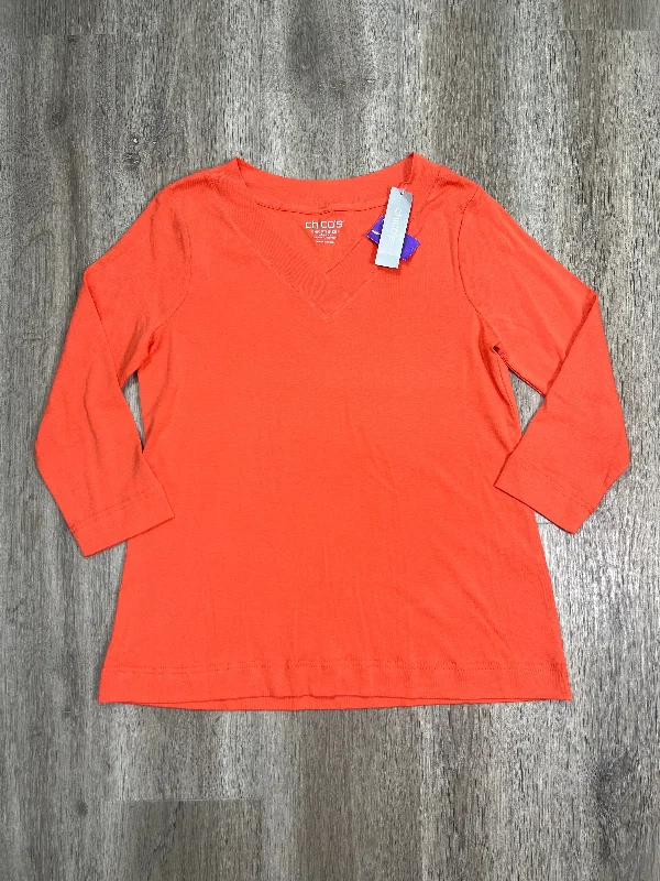 Orange Top 3/4 Sleeve Chicos, Size M Organic