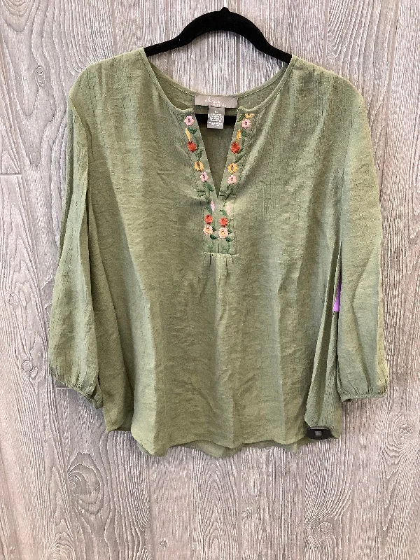 Green Top 3/4 Sleeve Clothes Mentor, Size Xl Vacation