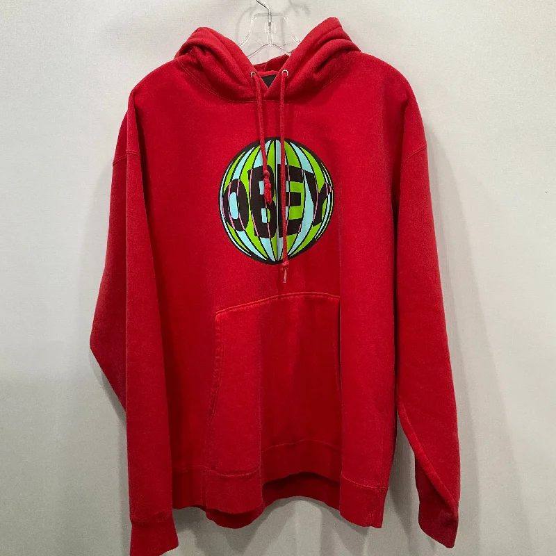 Sweatshirt Hoodie By Obey In Red, Size: Xl Dapper Men's 1920S