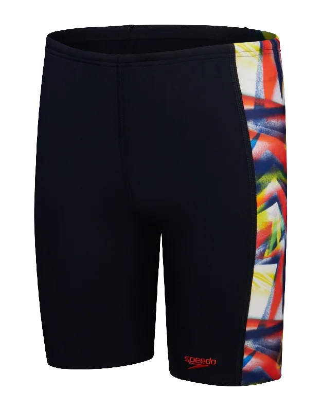 Boys Digital Allover Panel Swim Jammer - Black/Red Elegant Men's Formal 